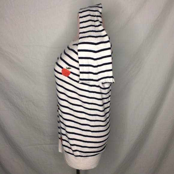 LOFT striped apple embroidered sweater Wool blend - Picture 6 of 12